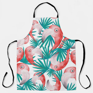 Hand-drawn flamingo: watercolor seamless pattern. apron