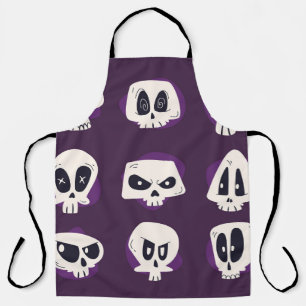 Hand drawn flat dia de muertos skulls collection s apron