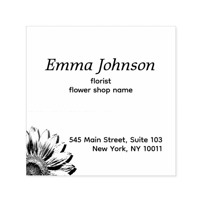 Hand-Drawn Floral Accent | Custom Business Rubber  Self-inking Stamp (Design)
