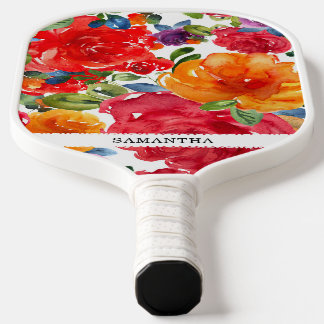 Hand drawn floral and elegant pickleball paddle