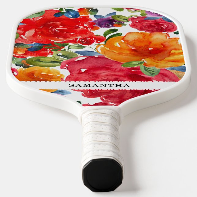 Hand drawn floral and elegant pickleball paddle (Laydown)