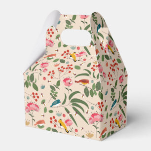 Hand Drawn Floral Birds Bees Botanical Pattern Favour Box