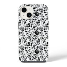 Hand Drawn Floral Black and White Case