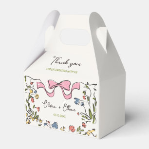 Hand Drawn Floral Bow Wedding Favour Box