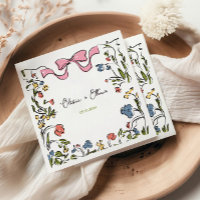 Hand Drawn Floral Bow Wedding