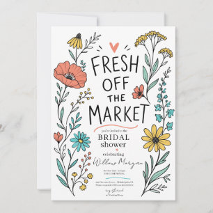 Hand Drawn Floral Bridal Shower Wildflower Invitation