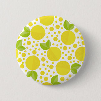 Hand drawn floral elements & lemons 6 cm round badge