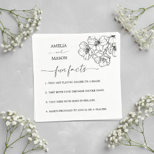 Hand Drawn Floral Fun Facts Wedding Napkins