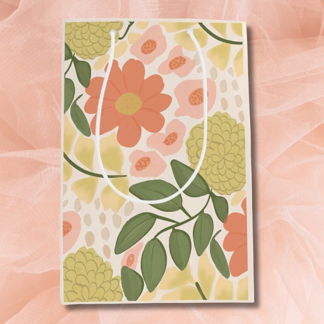 Hand-Drawn Floral Gift Bag – Whimsical Blooms (Floral Gift Bag )