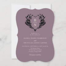 Hand Drawn Floral Heart Mauve QR Wedding