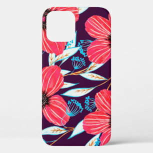 Hand-drawn floral herbal seamless pattern. Sketche iPhone 12 Case