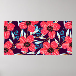 Hand-drawn floral herbal seamless pattern. Sketche Poster