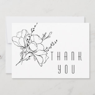 Hand-Drawn Floral II Spray Funeral Thank You Card