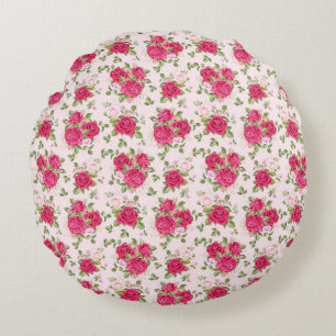 Hand Drawn Floral Leaves Seamless Pattern Round Cushion