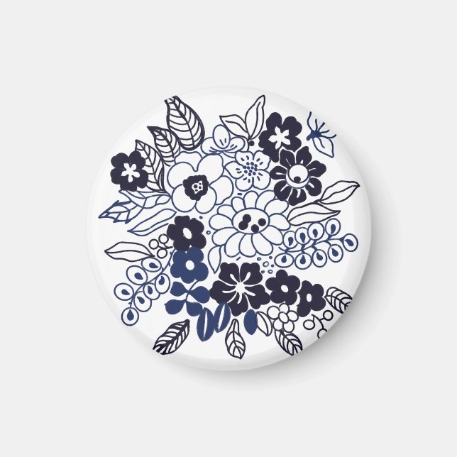 Hand Drawn Floral Motif Magnet (Front)