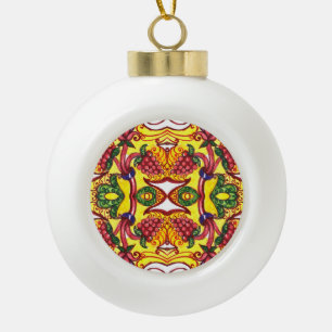 Hand Drawn: Floral Ornamental Elegance. Ceramic Ball Christmas Ornament