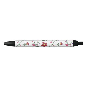 Hand-Drawn Floral Pattern Black Ink Pen