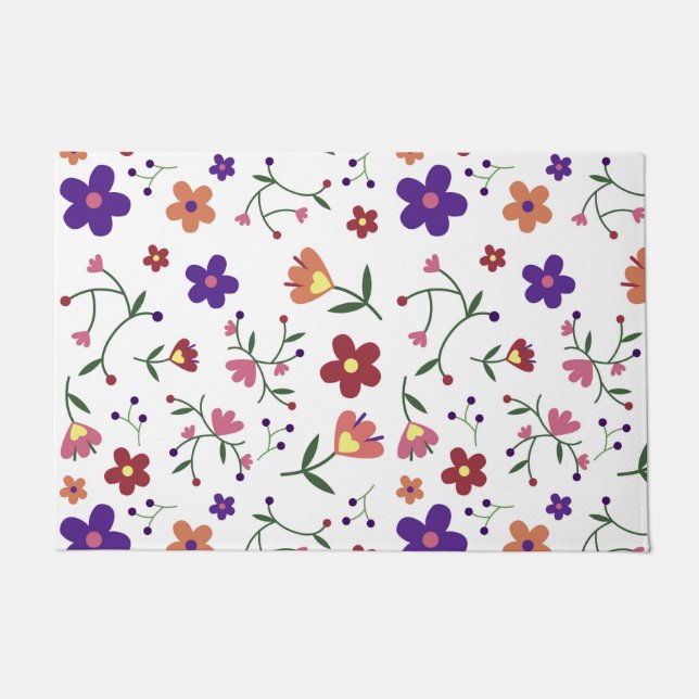 Hand-Drawn Floral Pattern Doormat (Front)
