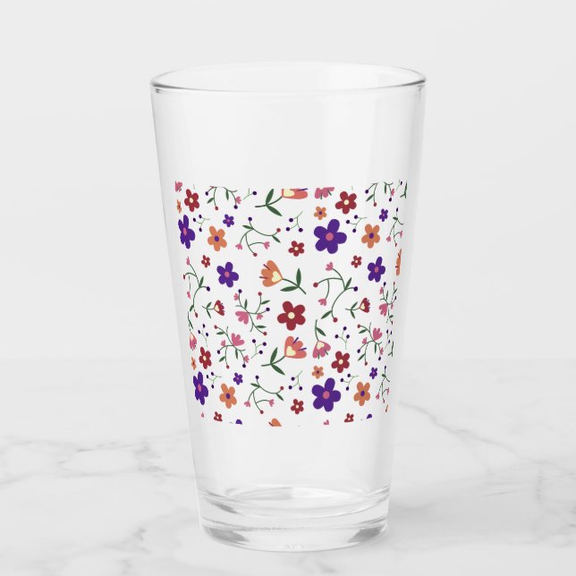 Hand-Drawn Floral Pattern Glass (Front)