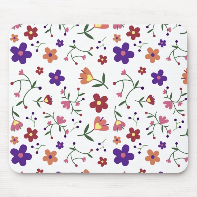 Hand-Drawn Floral Pattern Mouse Pad (Front)