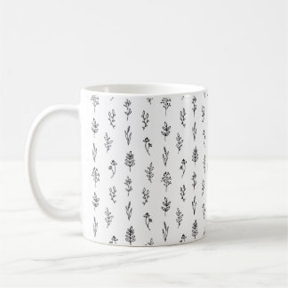 Hand-Drawn Floral Pattern Mug – Cute Botanical Art