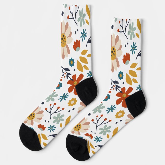 Hand Drawn Floral Pattern Socks (Left)
