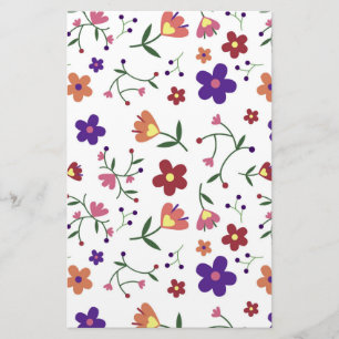 Hand-Drawn Floral Pattern Stationery