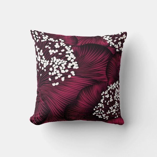 Hand drawn floral pattern with camelia flowers cushion (Front)