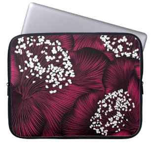 Hand drawn floral pattern with camelia flowers laptop sleeve
