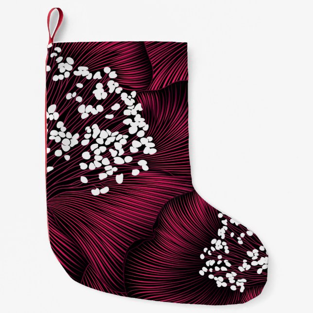 Hand drawn floral pattern with camelia flowers small christmas stocking (Front)