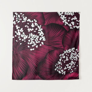 Hand drawn floral pattern with camelia flowers tapestry