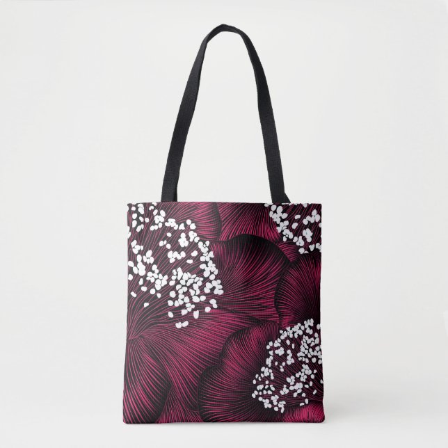 Hand drawn floral pattern with camelia flowers tote bag (Front)