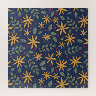 Hand drawn floral pattern with leaves jigsaw puzzle