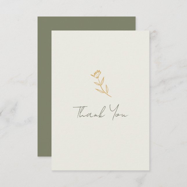 Hand Drawn Floral Scribble Bridal Shower Thank You Card (Front/Back)