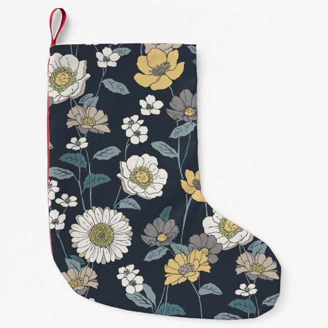 Hand-drawn floral, seamless artistic pattern. small christmas stocking (Front)