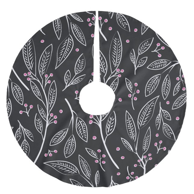 Hand Drawn Floral: Seamless Design Brushed Polyester Tree Skirt (Front)