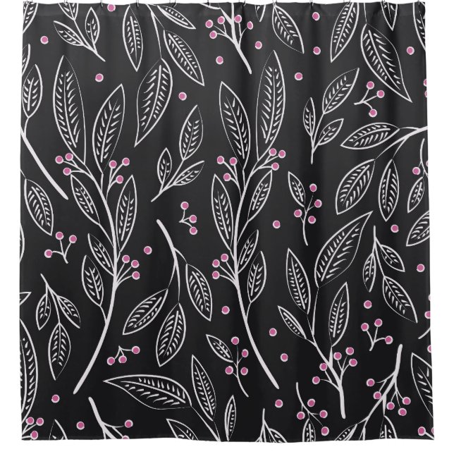 Hand Drawn Floral: Seamless Design Shower Curtain (Front)