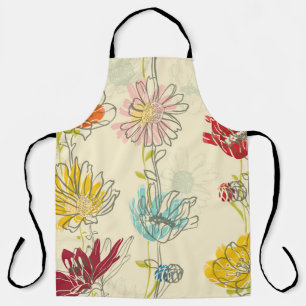 Hand-Drawn Floral Seamless Pattern Apron