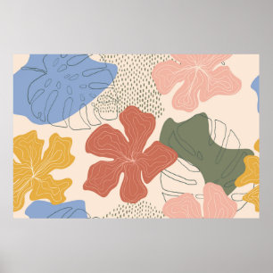 Hand drawn floral seamless pattern,creative collag poster