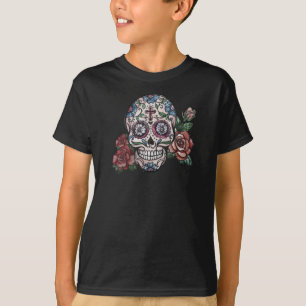 Hand-drawn Floral Skull Dia de los Muertos Shirt