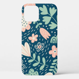 Hand drawn floral stilish fabric. Seamles pattern  iPhone 12 Case