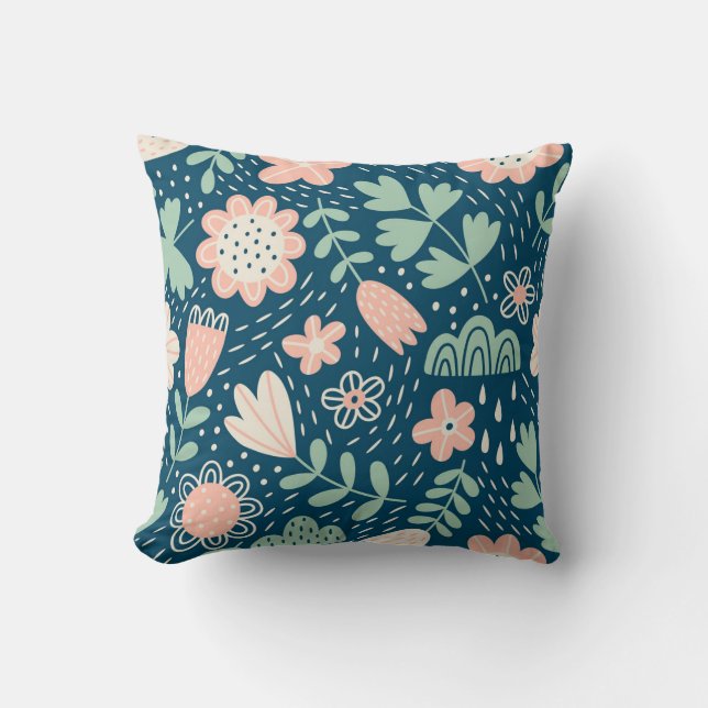 Hand drawn floral stilish fabric. Seamles pattern  Cushion (Front)