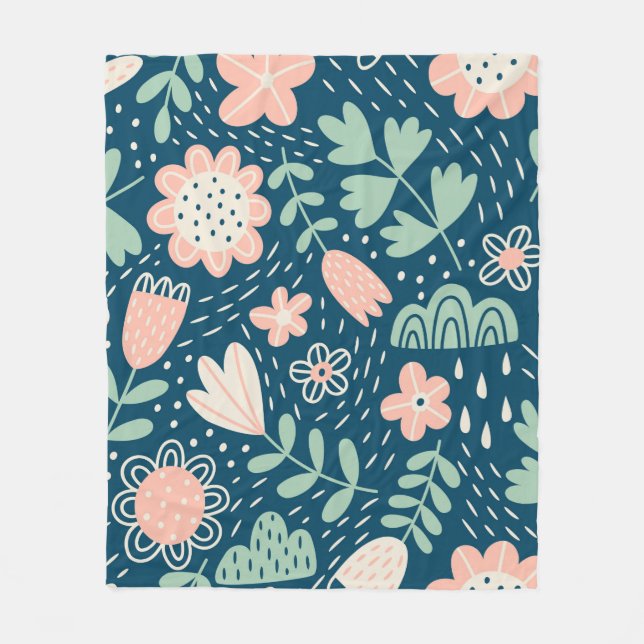 Hand drawn floral stilish fabric. Seamles pattern  Fleece Blanket (Front)