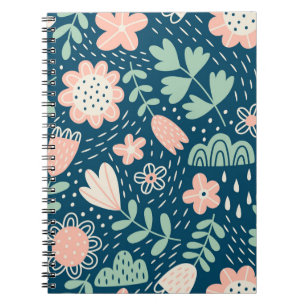 Hand drawn floral stilish fabric. Seamles pattern  Notebook