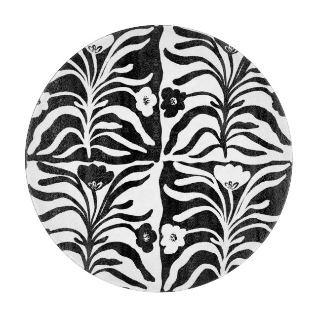 Hand Drawn Floral: Vintage Abstract Cutting Board (Front)