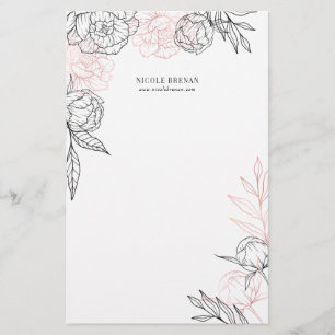 Hand Drawn Floral Whimsical Perzonalized Stationery