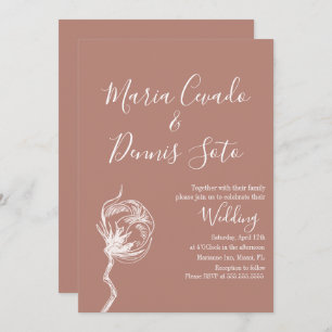 Hand  Drawn Florals Wedding Earth Tone Invitation