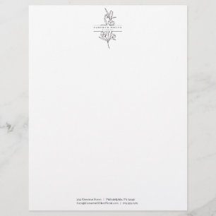 Hand Drawn Florist Botanical Flower Shop Custom Letterhead