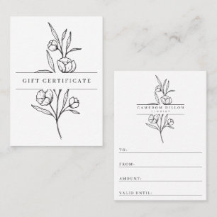 Hand Drawn Florist Flower Shop Gift Certificate