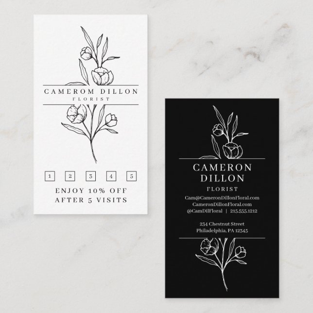 Hand Drawn Florist Loyalty Rewards Card (Front/Back)